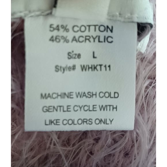Woven Heart Fuzzy Sweater Sz L Women's Crisscross Back Soft Cozy  Lavender‎ - Picture 6 of 8